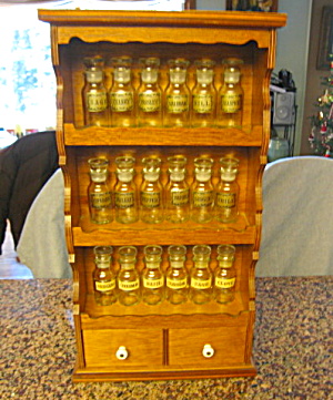 Spice Jars And Wood Vintage Rack