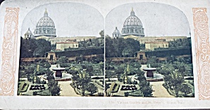 Vintage Stereotype Card Vatican St Peters Garden