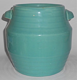 Coors Pottery Green Banded Cookie Jar