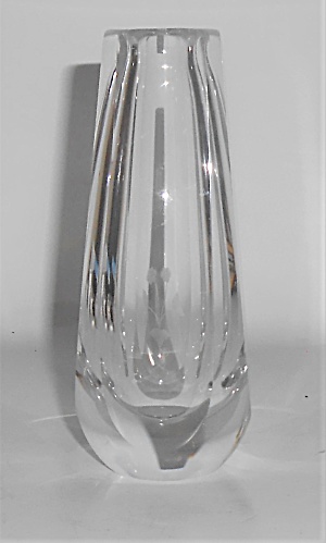 Orrefors Glass Crystal 5&quot; Floral Etched Vase