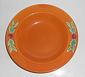 Coors Pottery Rosebud Orange Rimmed Soup Bowl Mint