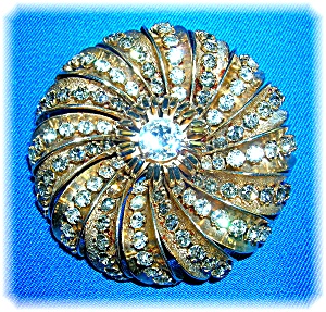 Vintage Hobe 2 1/4 Inch Crystal Starburst Brooch Pin