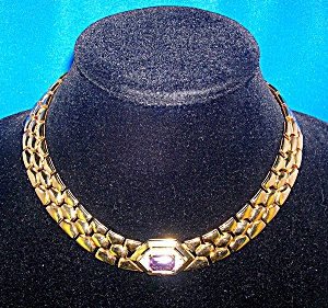 Panetta Gold Crystal Amethyst Necklace