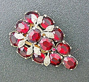 Ruby Red Glass Silver Dress Clip Pat Pending