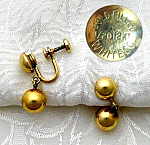 Gold Fill White And Co Dangle Ball Screwback Earrings