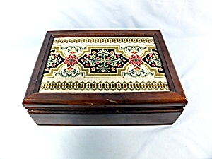Jewelry Box Wood Inner Tray Tapestry Top