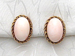 14k Gold And Angelskin Coral Clip Earrings