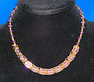 Amethyst Crystal Gold Antique Necklace