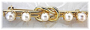 Gold And Cultured Pearl Bar Brooch