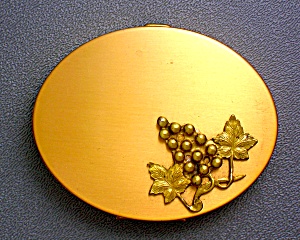 Gold Grape Motif Powder Compact