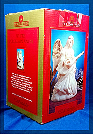 White Porcelain Angel, Holiday Time Collectables - Mib