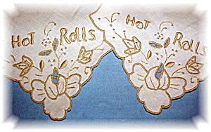 Pair Of Hot Rolls Linens Embroidery