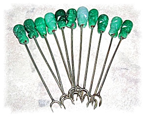 Unique Cocktail Picks With Jade Tops