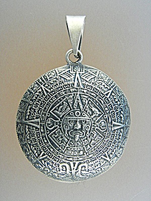 Pendant Sterling Silver Aztec Calender Mexico