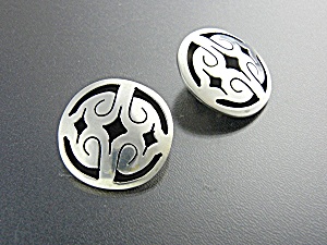 Taxco Mexico Sterling Silver Tc-269 Clip Earrings