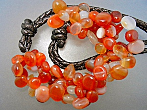 Carnelian And Leather Bead Necklace