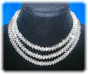 1920s Crystal Bead Necklace Sterling Silver Clasp