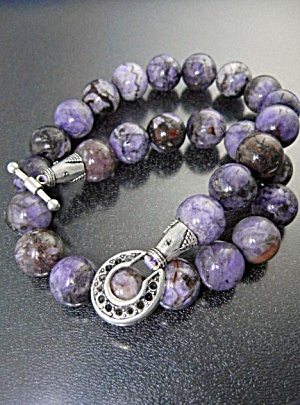 Russian Charoite Beads Silver Toggle Clasp