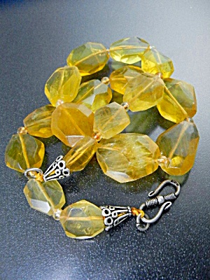 Citrine Faceted Bead Necklace Sterling Silver