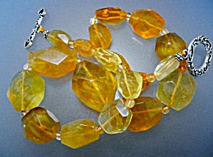 Citrine Faceted Beads Necklace Sterling Silver Toggle