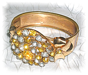 Gold Wash Rhinestone Bangle Bracelet