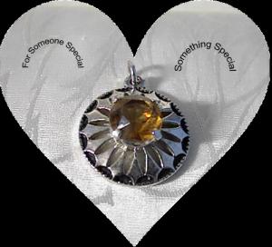 Silvertone Pendant With Citrine Faceted Stone