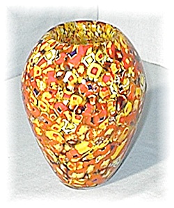 Murano Glass Vase Gold Red