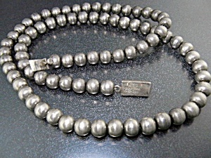 Taxco Mexico Sterling Silver Beads Necklace 24 Inches