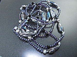 Freshwater Grey And Round Pearls Lavender Crystals 60 I