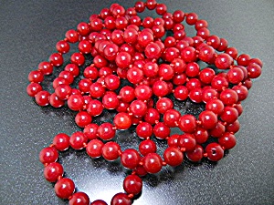Coral Hand Knotted 58 Inch Beads Necklace