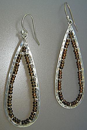 Silpada Sterling Silver Bronze Beads Shepherd Hook Ears