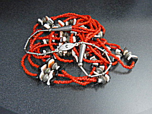Coral Spiny Oyster Onyx Sterling Silver Necklace