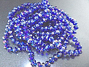 Crystal Bright Blue Irridescent Faceted Knotted Neckla