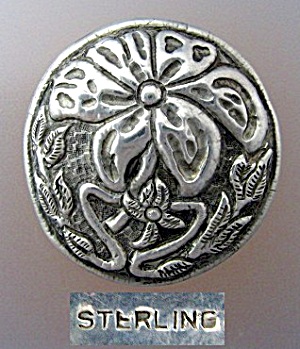Sterling Silver Antique Flower Brooch