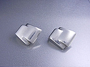 Taxco Mexico Sterling Silver Ribbon Clip Earrings