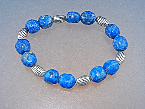 Spiritual Beads Lapis Sterling Silver Bracelet
