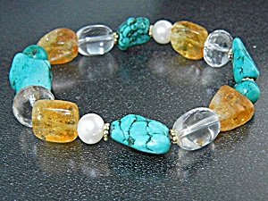 Freshwater Pearls Turquoise Citrine Crystal 3 Bracelets