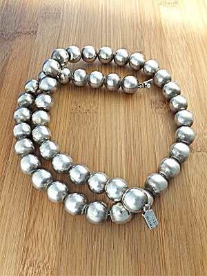 Necklace Sterling Silver Beads Taxco Mexico Tm-31
