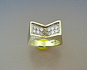14k Gold With Diamonds Ring Signed Ml
