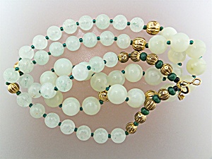Necklace Apple Jade Gold Malachite Beads