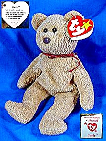 Ty Beanie Baby Teddy Bear - Curly - 1996.