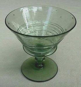 Steuben Spanish Green Reeded Compote