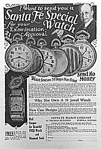 1927 Santa Fe Illinois Pocket Watch Ad