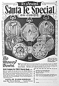 1925 Santa Fe Illinois Pocket Watch Ad