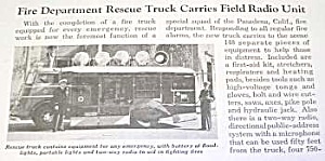 1940 Pasadena Fire Rescue Truck Mag. Article