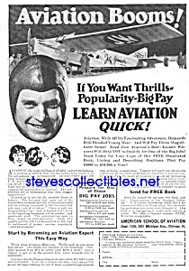 1926 American Aviation School Learn To Fly Ad