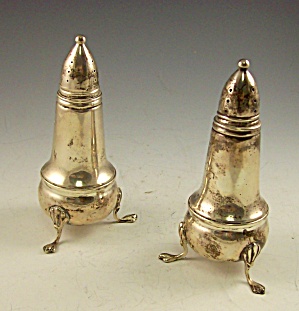 Sterling Silver Footed Salt And Pepper Shakers-weighted