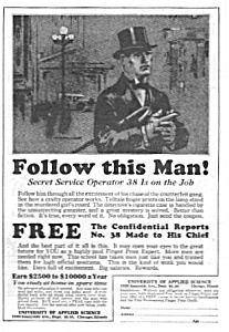 1926 Finger Print Expert-secret Service Mag. Ad