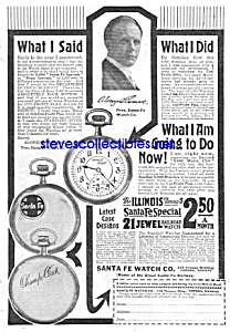 1919 Santa Fe-illinois Pocket Watches Ad