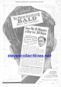1927 Quack Baldness Cure Magazine Ad L@@k